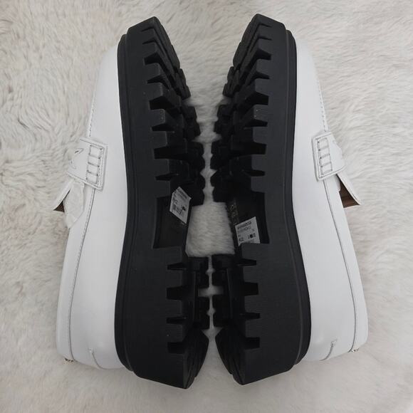 Maje White Leather Chunky Platform Lug Sole Loafers Clover Detail EU 40 / US 9 - Picture 9 of 15